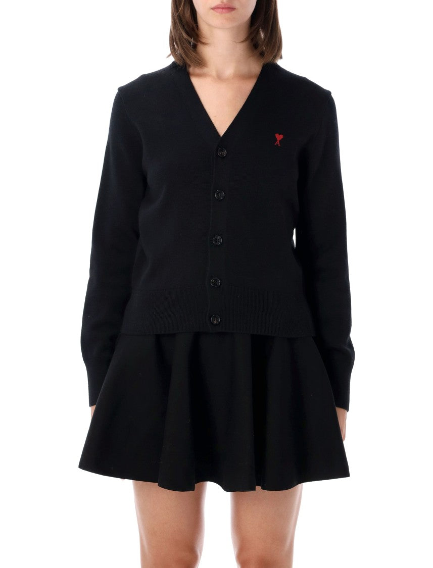 Ami Paris Quota Ami De Coeur V-Neck Wool Cardigan