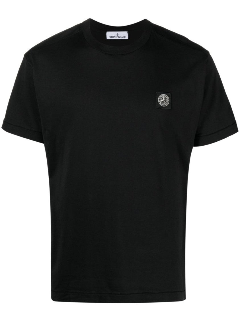Stone Island Slim Fit Black T-Shirt With Logo Patch