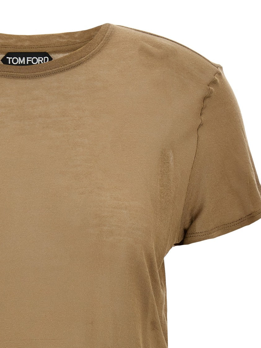 Tom Ford Bamboo Viscose T-Shirt With Front Metal Logo