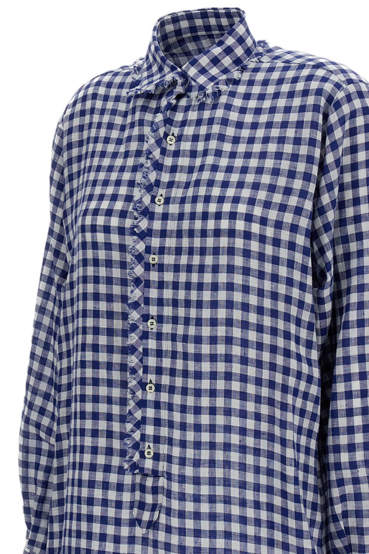 Jejia Gingham Linen Shirt Dress With Fringed Collar