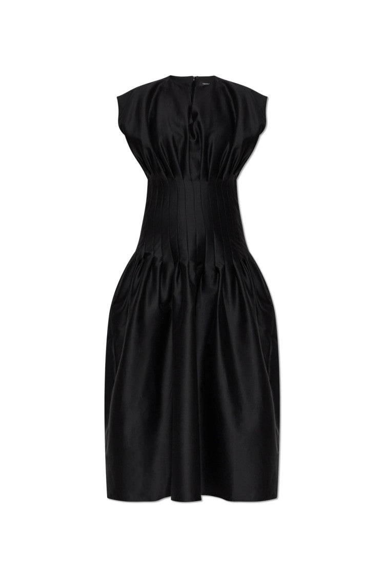 Fabiana Filippi Black Pleated Dress With Flared Design