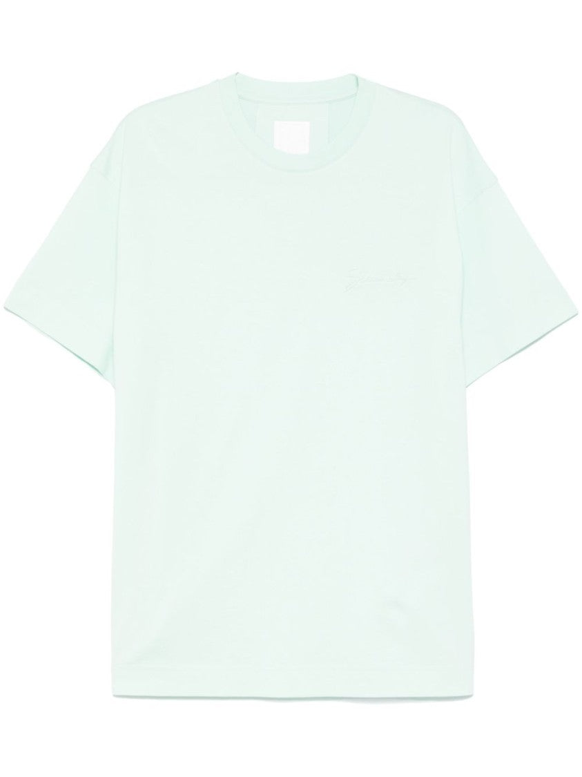 Givenchy Turquoise Blue Green Embossed Logo T-Shirt