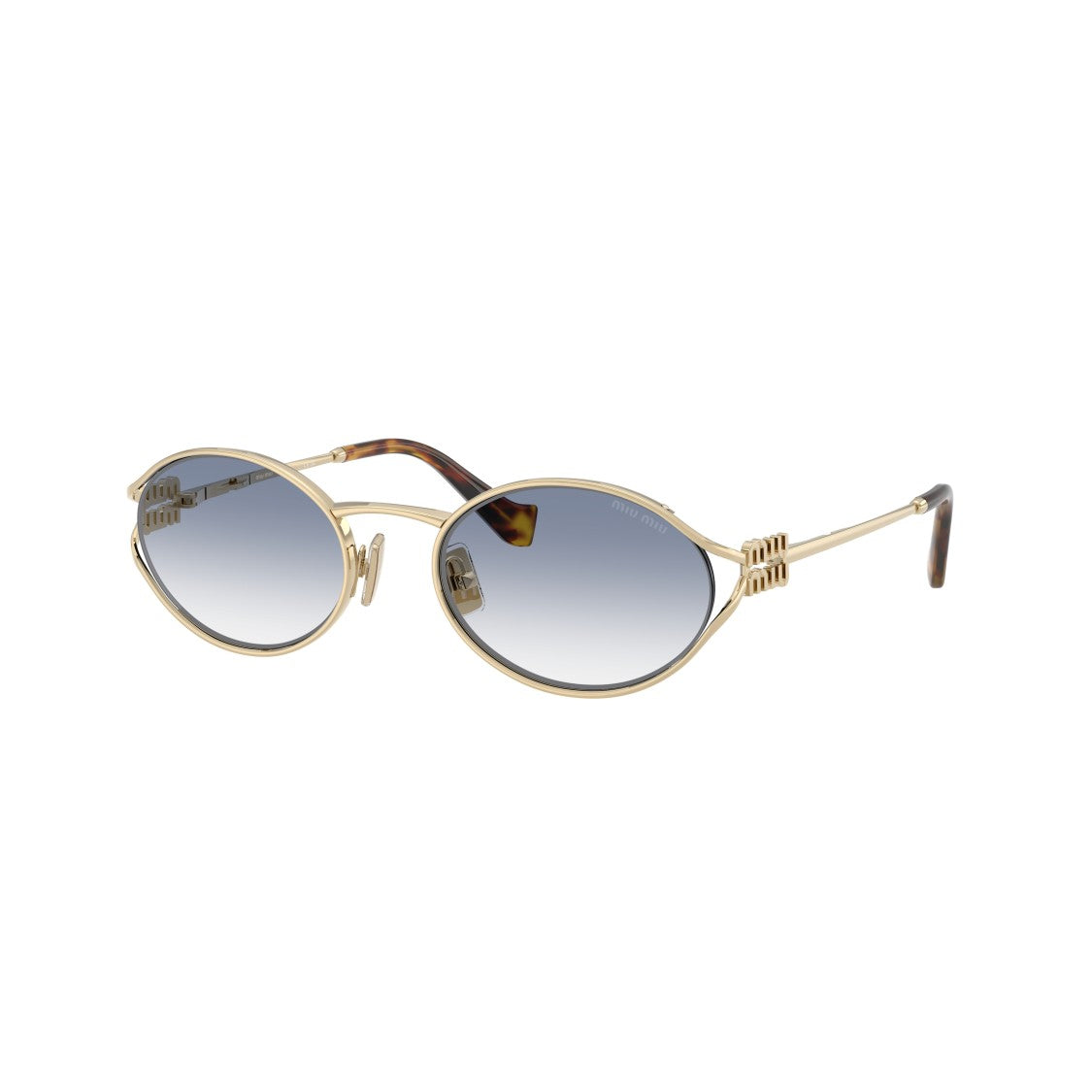 Miu Miu 0Mu 52Ys Oval-Shaped Sunglasses With Gold Metal Frames