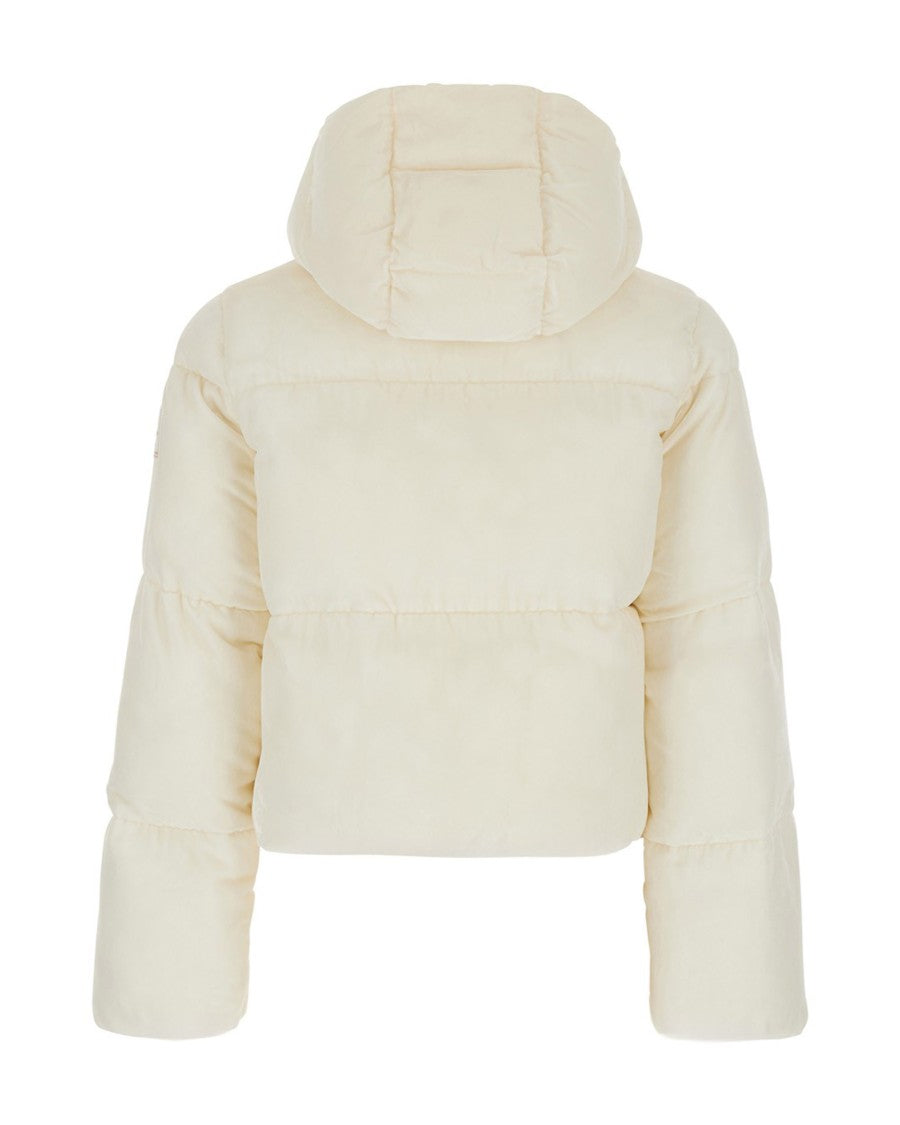 Elisabetta Franchi Milk Velvet Hooded Down Jacket