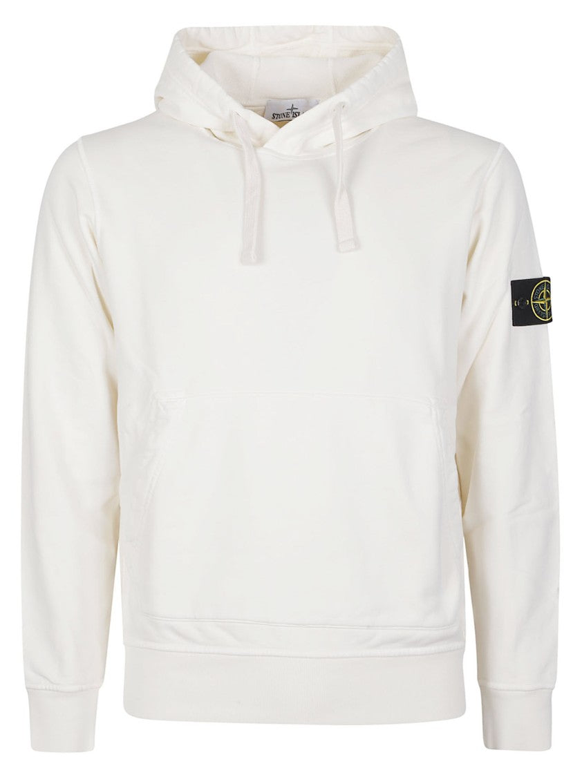 Stone Island White Basic Relaxed Fit Cotton Hoodie