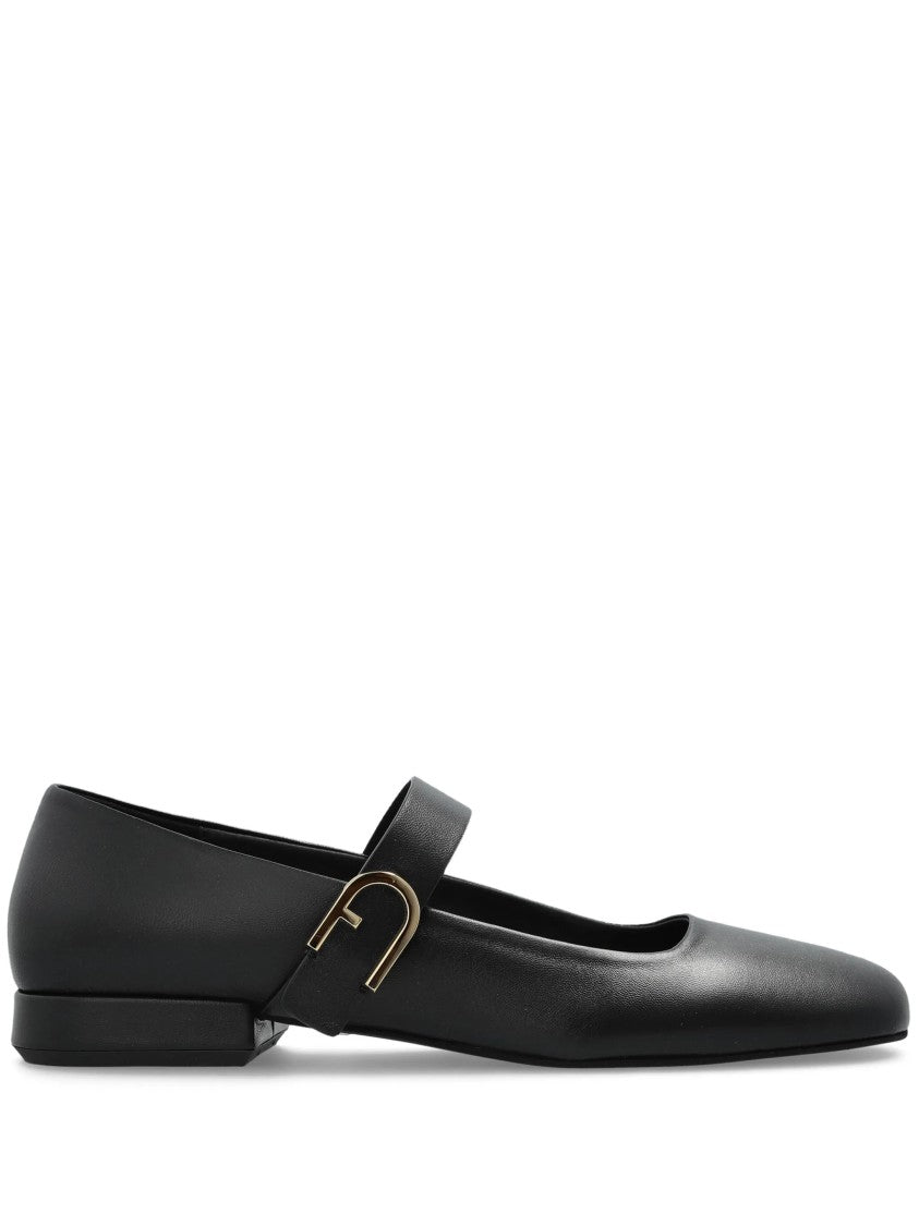 Furla White Pointed Toe Minimalist Strap Flats