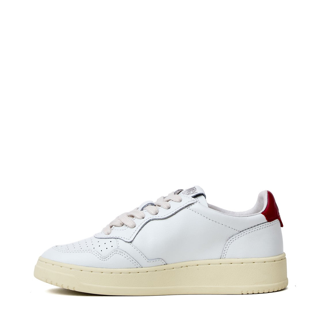 Autry White Deep Claret Medalist Low Leather Sneakers