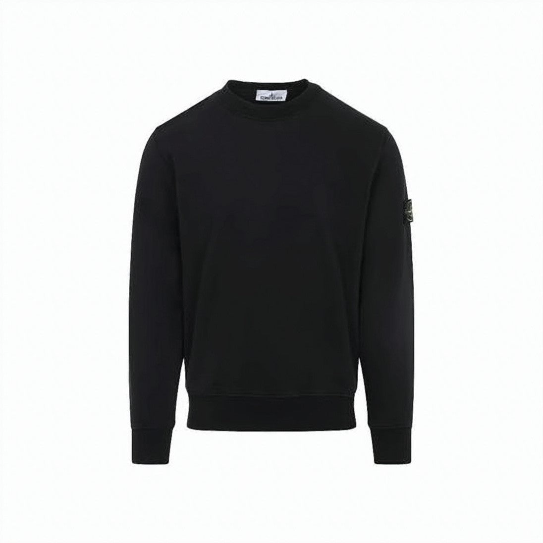 Stone Island Long-Sleeve Crewneck Black Sweatshirt With Distinctive Patch Logo