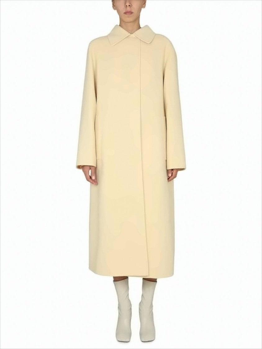 Jil Sander Minimalist Oversized Wool Coat With Concealed Closure