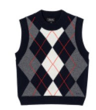 A.P.C. Sleeveless Argyle Pattern Sweater