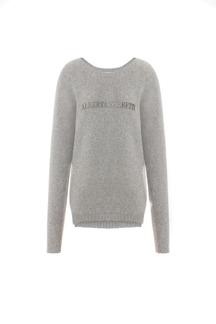 Alberta Ferretti Grey Wool-Blend Sweater