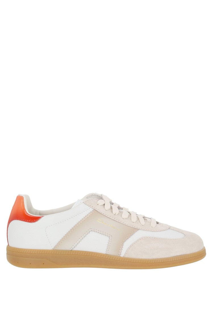 Santoni Olympic Classic Leather And Suede Sneakers