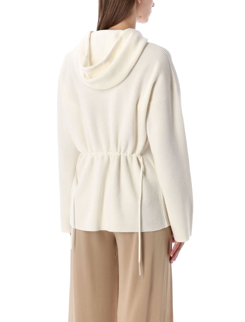 Fabiana Filippi Ribbed Knit Hoodie Ivory