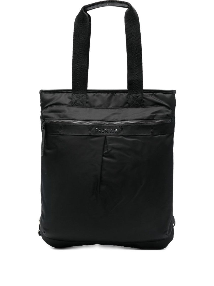 Premiata Rectangular Black Tote Bag With Minimalist Design