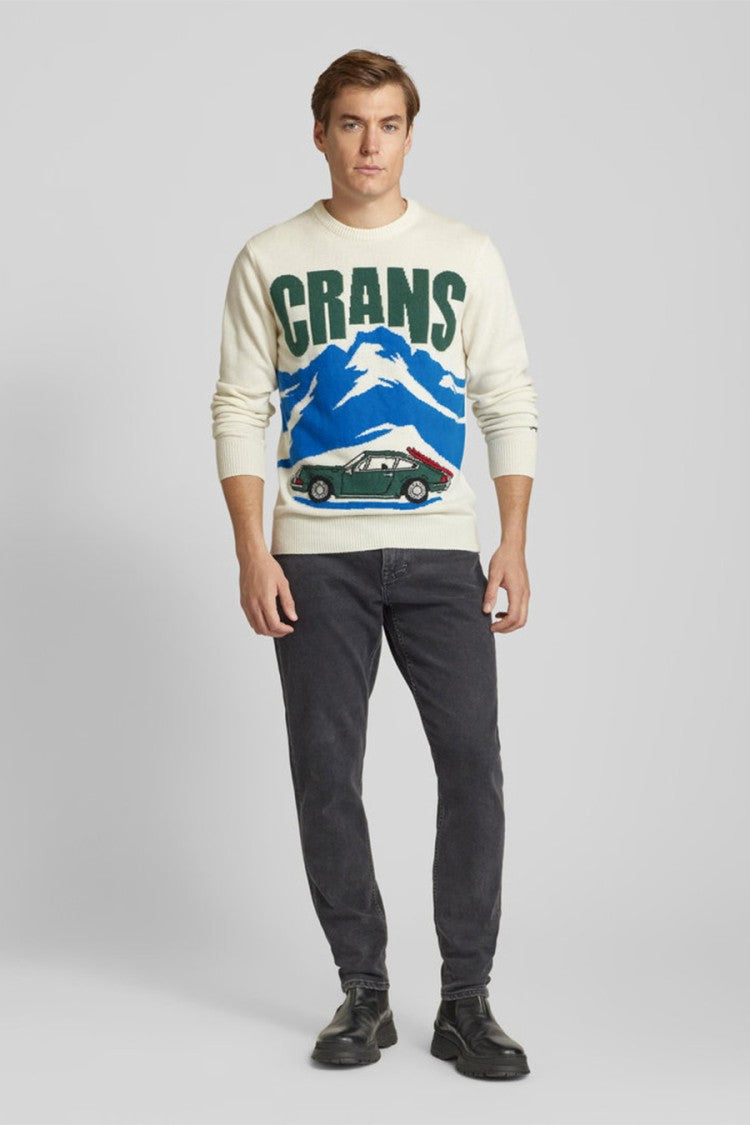 Mc2 Saint Barth Cream Crans Graphic Wool-Blend Sweater