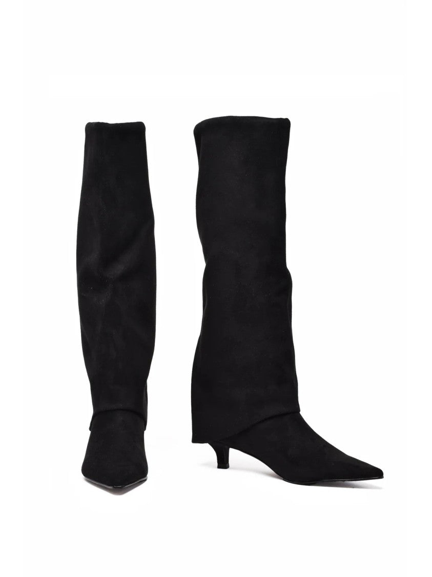 Steve Madden Black Polyurethane-Blend Pointed Boots