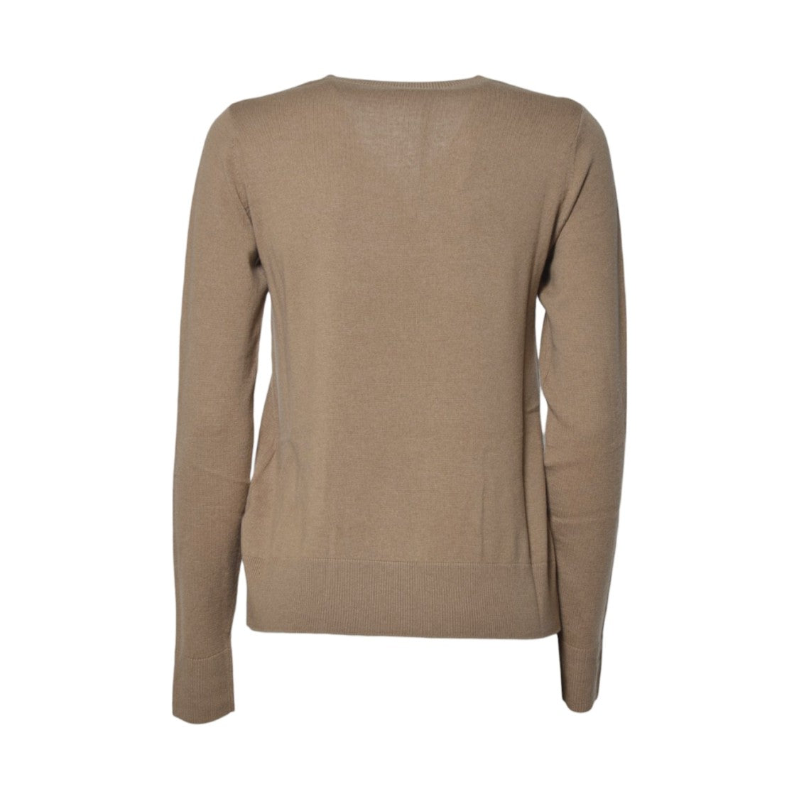 Max Mara Classic V-Neck Wool Sweater With Ribbed Details