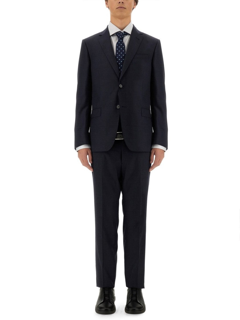 Zegna Single-Breasted Black Wool Suit With Notch Lapel