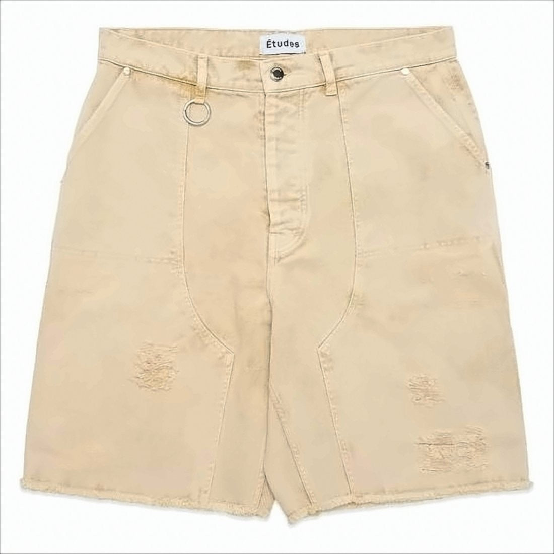Études Light Beige Distressed Casual Shorts With Raw Hem