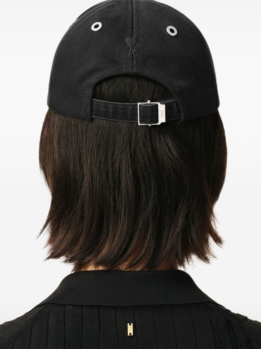 Ami Paris Felt Baseball Cap With Signature Embroidery