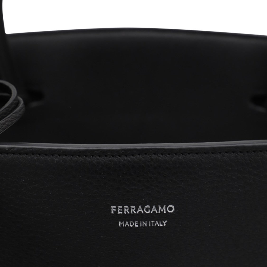 Ferragamo Structured Black Leather Shoulder Bag With Adjustable Strap