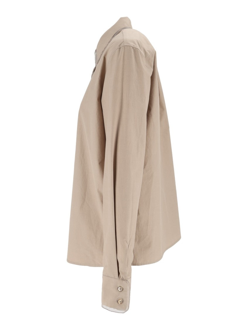 Fabiana Filippi Mocha Diamond Tulle Poplin Shirt