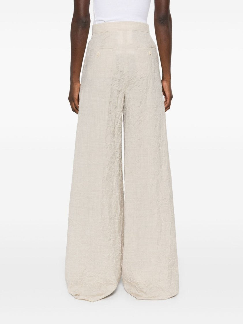 Max Mara Light Beige Wide-Leg Trousers With Pleat Detailing