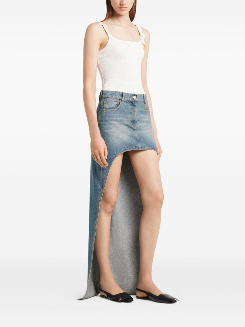 Courrèges High-Low Denim Maxi Skirt With Classic Five-Pocket Styling
