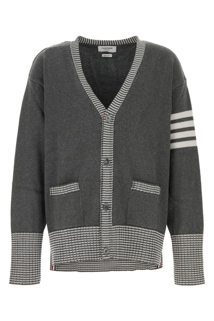 Thom Browne Deep V-Neck Cardigan With Playful Dog Motif
