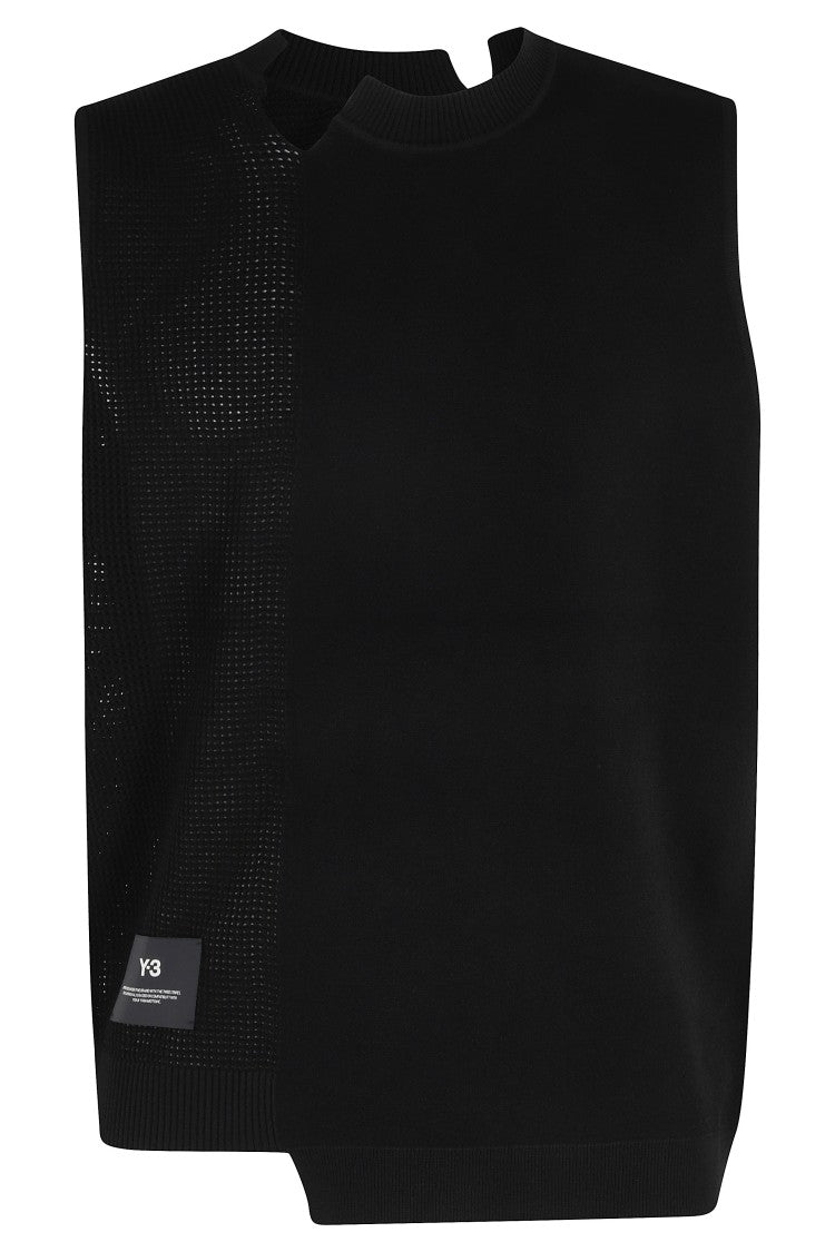 Y-3 Black Gfx Knit Woven Texture Cotton Vest