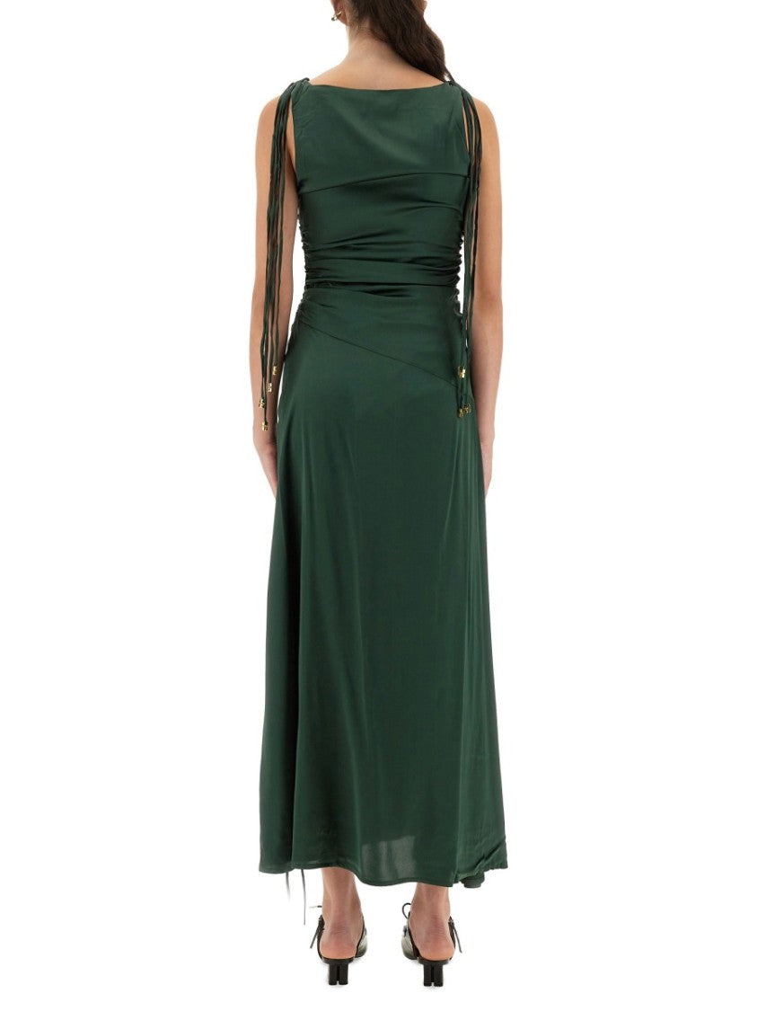 Ganni Gathered Satin Maxi Dress