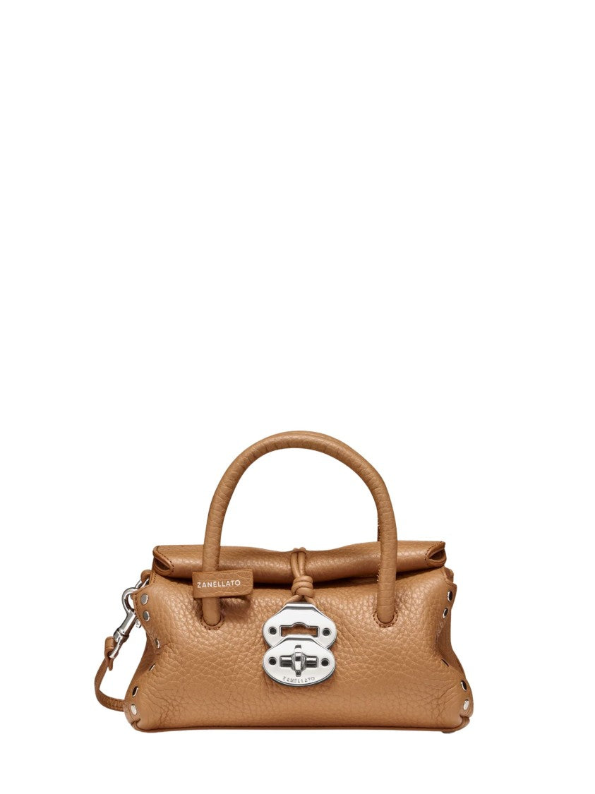 Zanellato Brown Silver-Tone Hardware Textured Leather Shoulder Bag
