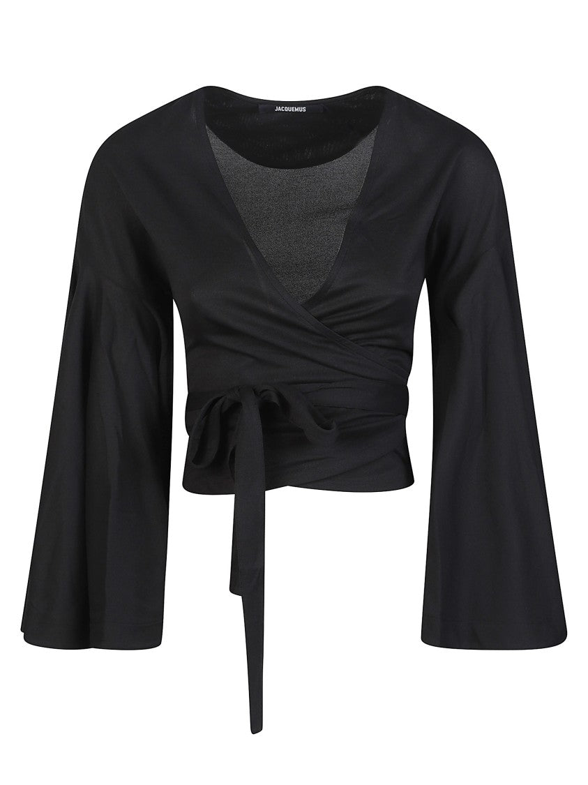 Jacquemus Black Wrap Design Cotton Top