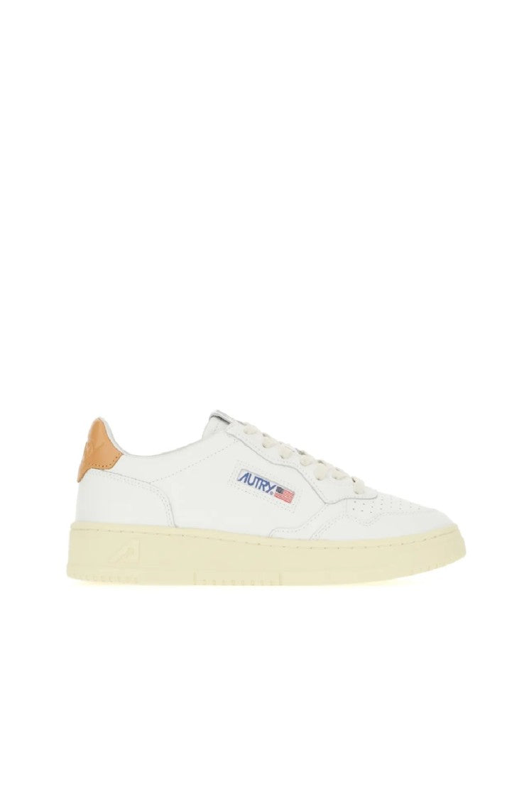Autry Minimalist White Leather Low-Top Sneakers With Perforated Detailing