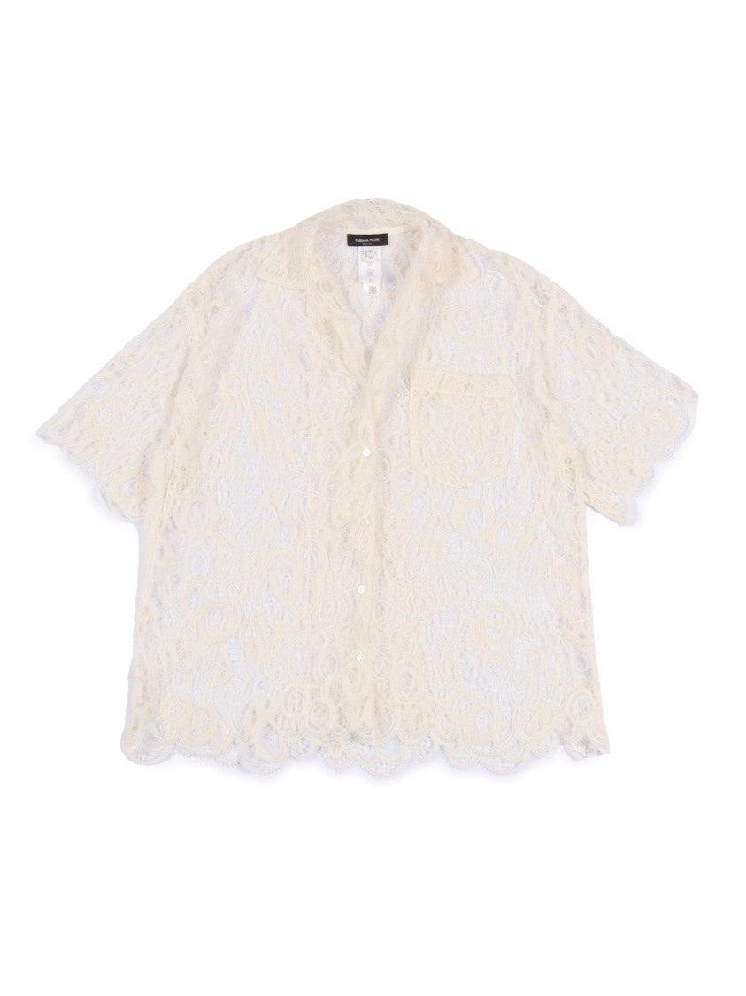 Fabiana Filippi Oversized Short-Sleeve Top With Intricate Macramé Detailing