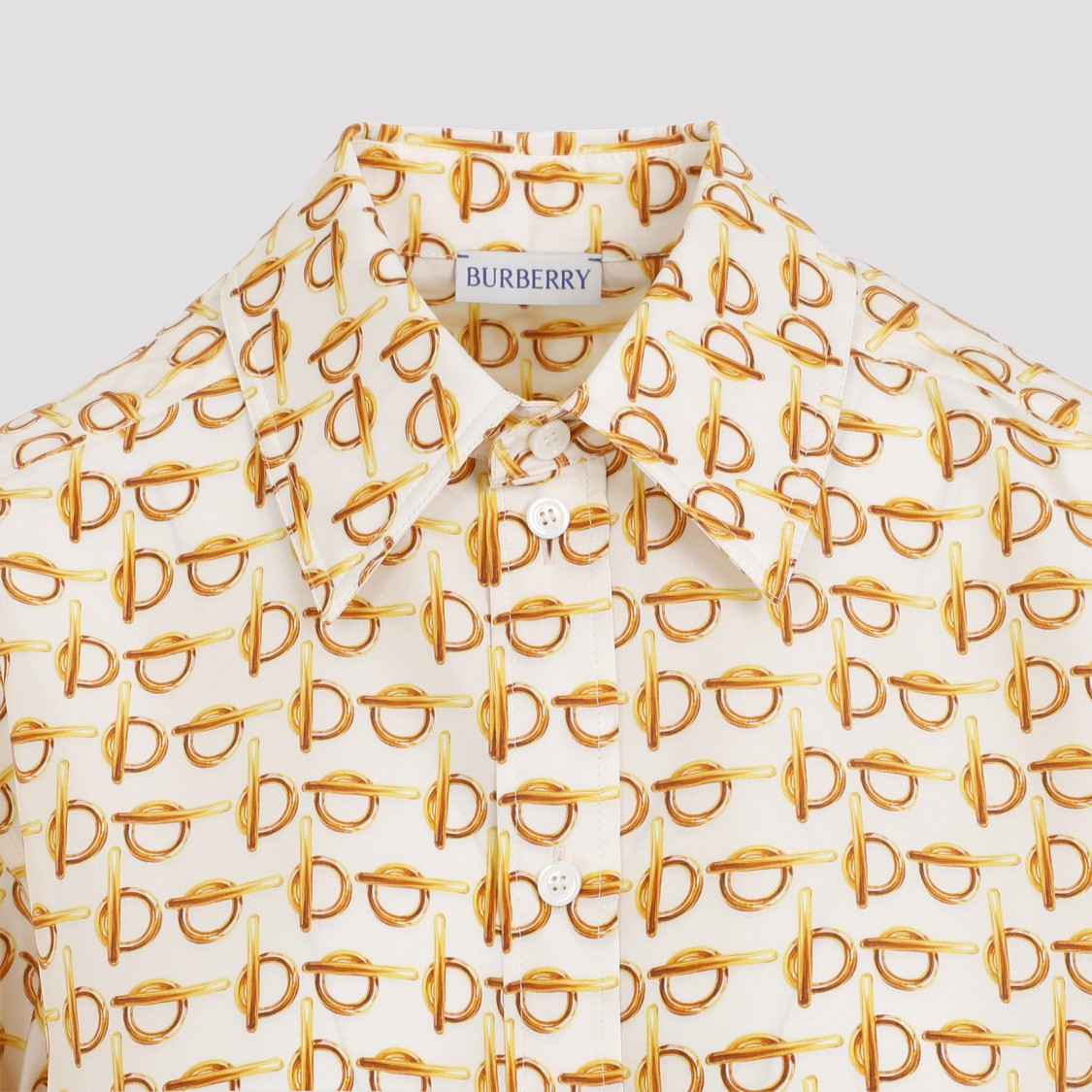 Burberry Gold And White Silk Shirt