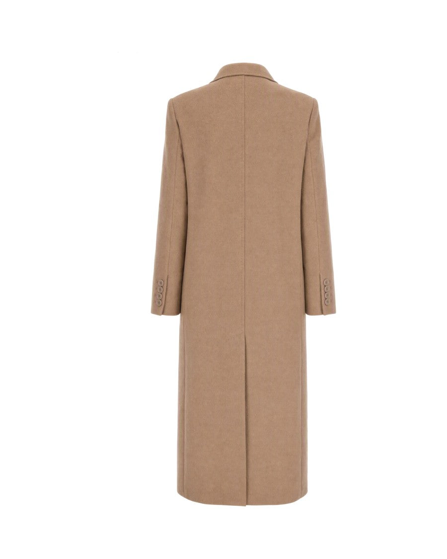 Max Mara Camel Virgin Wool Double-Breasted Long Coat