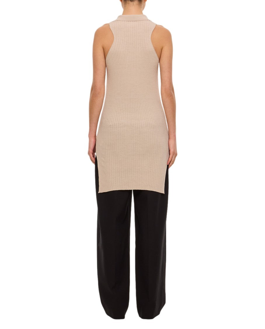 Quira Maxi-Length Silk Tank Top With Draped Side Details