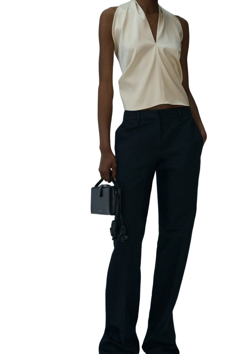 Magda Butrym Silk Trousers With Flared Leg And Sharp Pleat