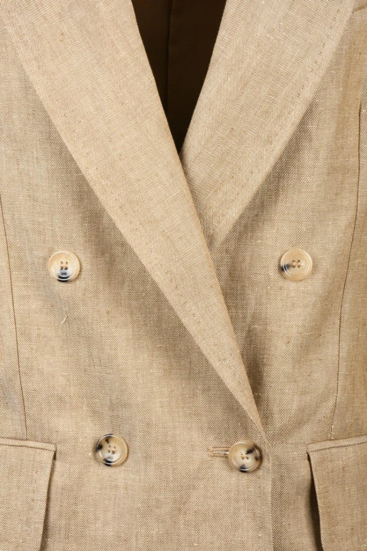 Max Mara Long Gerla Double-Breasted Jacket - Beige
