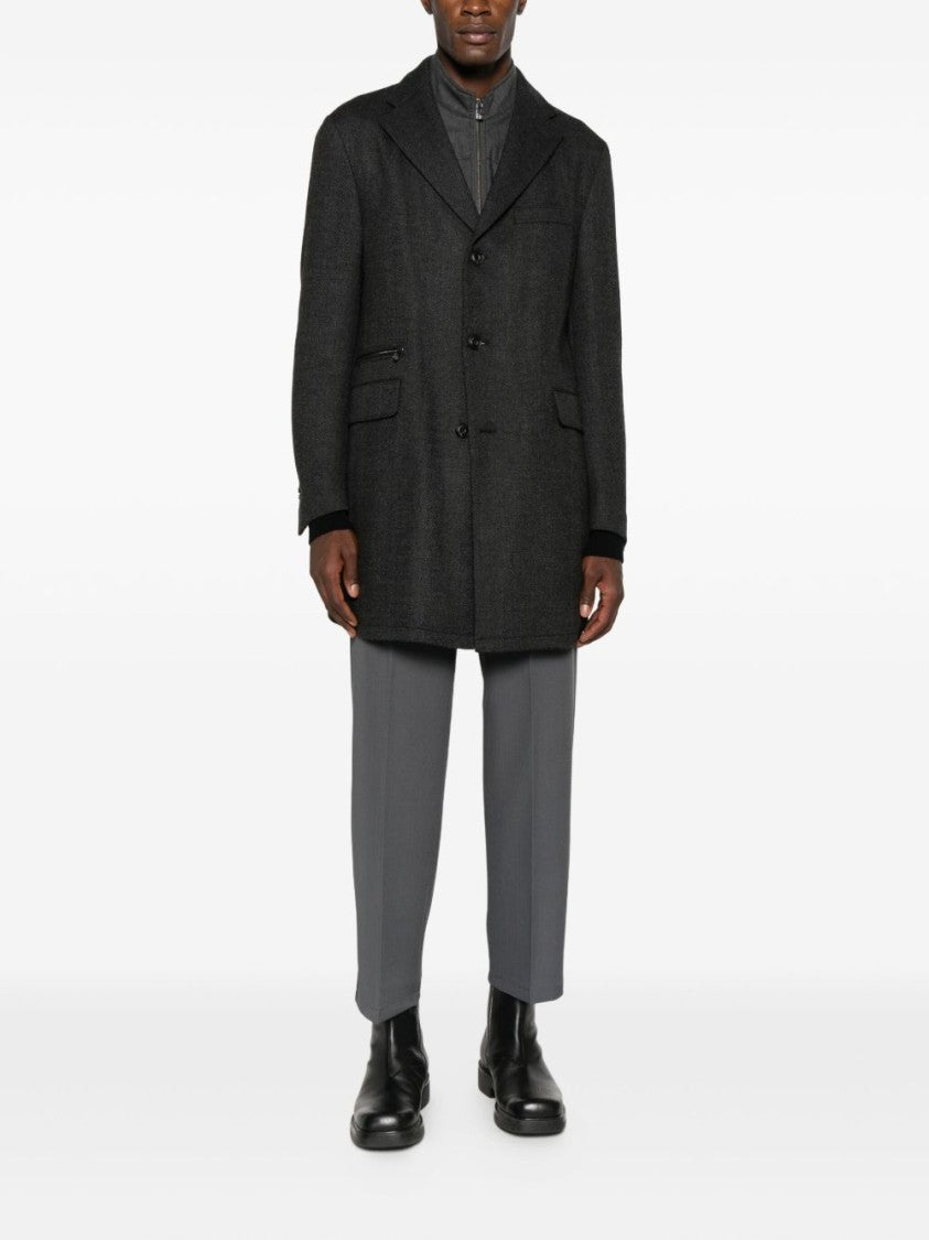 Corneliani Tailored Grey Coat With Structured Lapel
