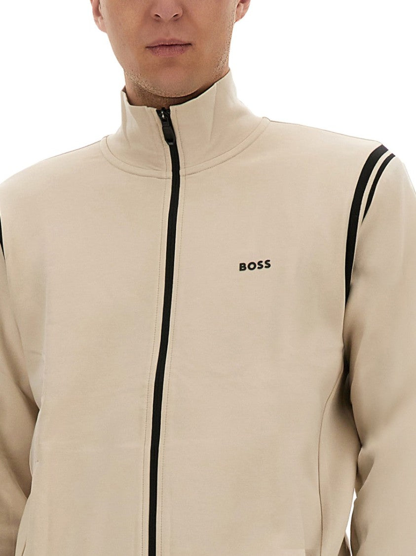 Boss Zip-Up Activewear Set With Contrasting Stripes