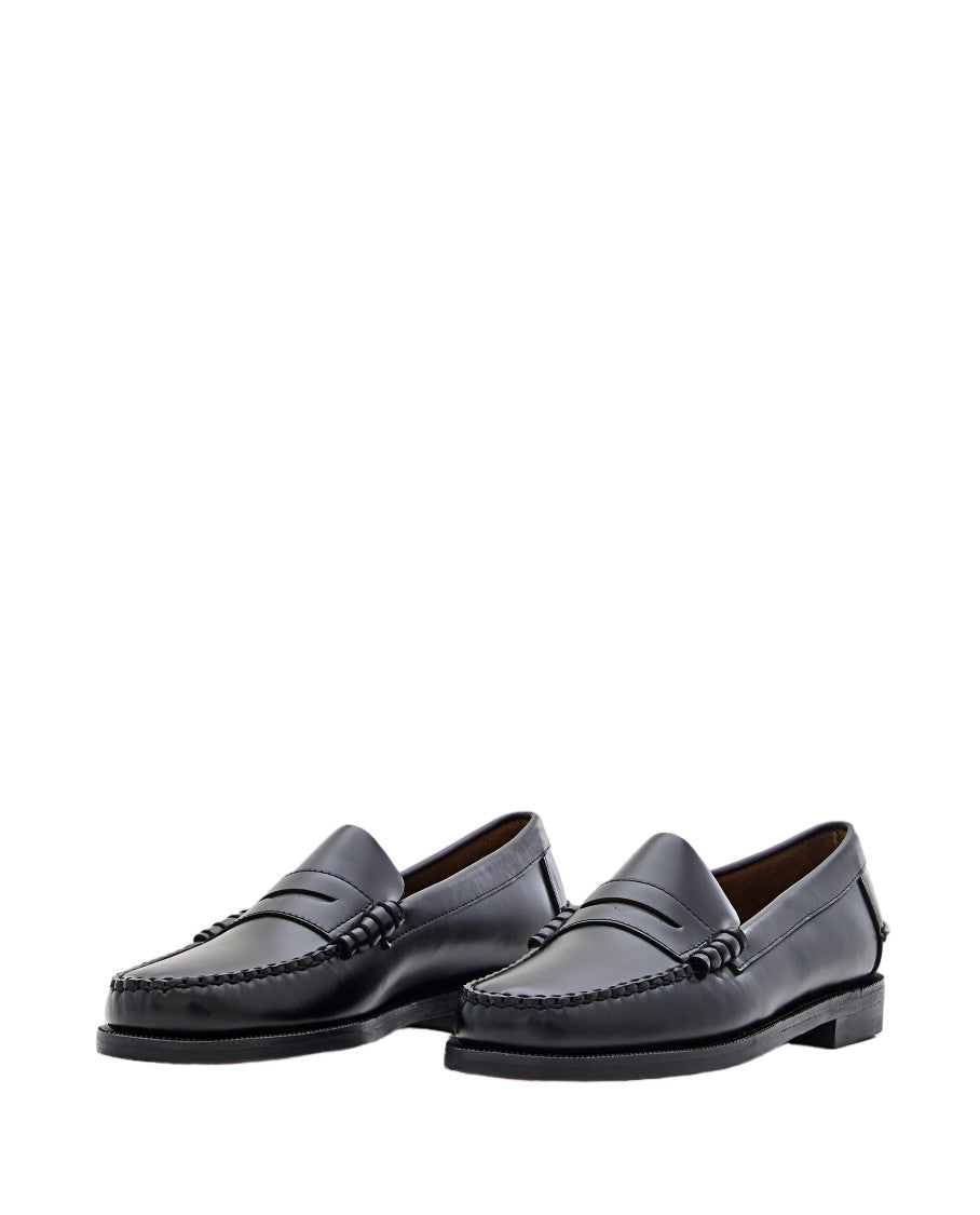 Sebago Black Classic Dan Polished Leather Penny Slip-On Loafers