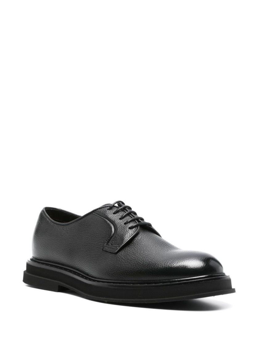 Doucal's Closed Black Derby Shoes With Lace-Up Front