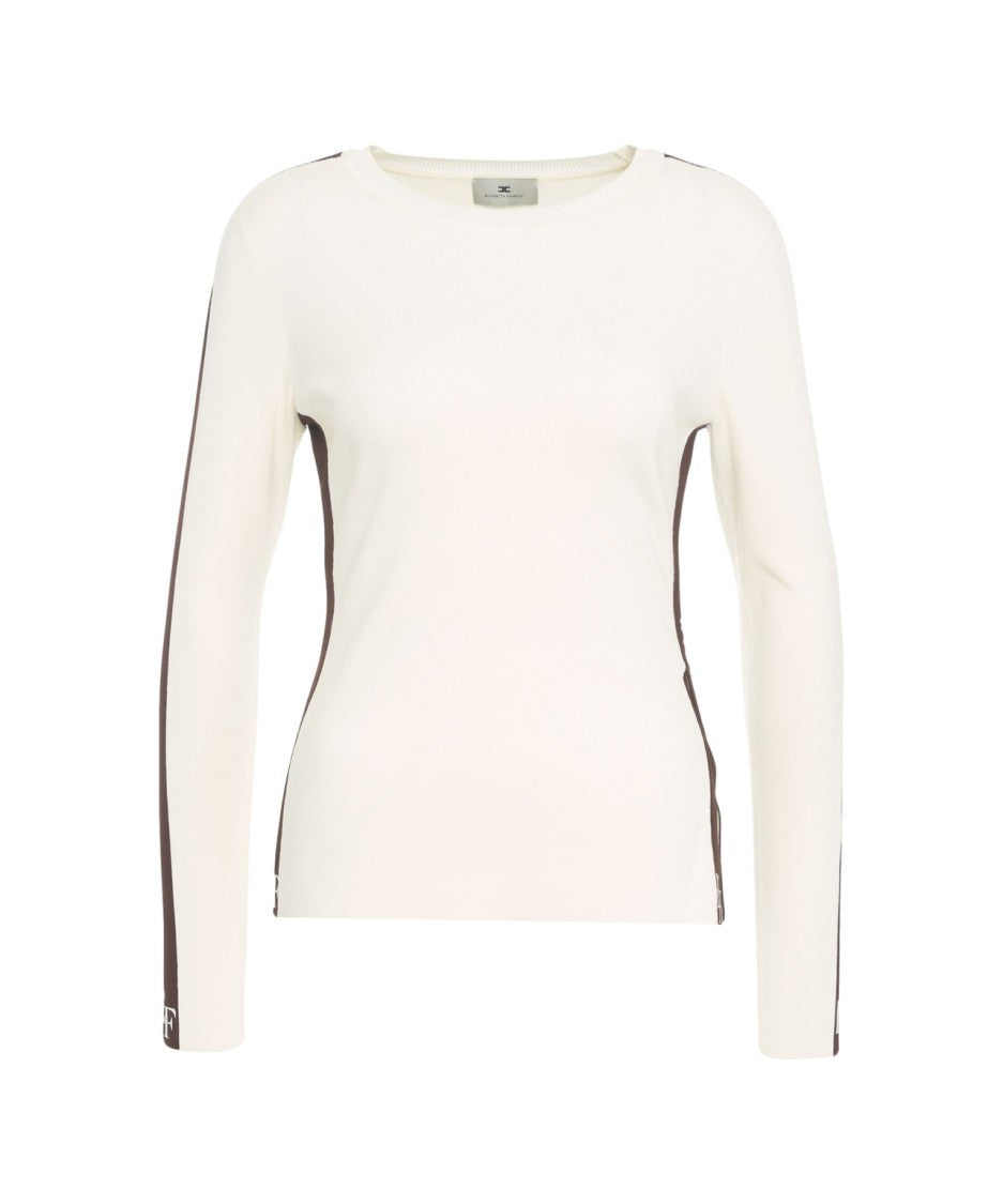 Elisabetta Franchi Ribbed Sweater With Logo Details