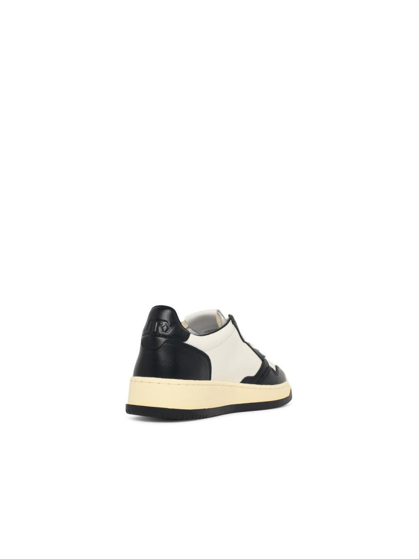 Autry 'Medalist Low' Black And White Leather Sneakers