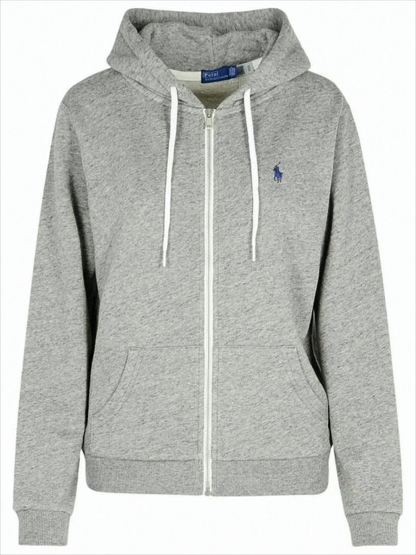 Polo Ralph Lauren Heather Grey Zip-Up Hoodie With Adjustable Hood