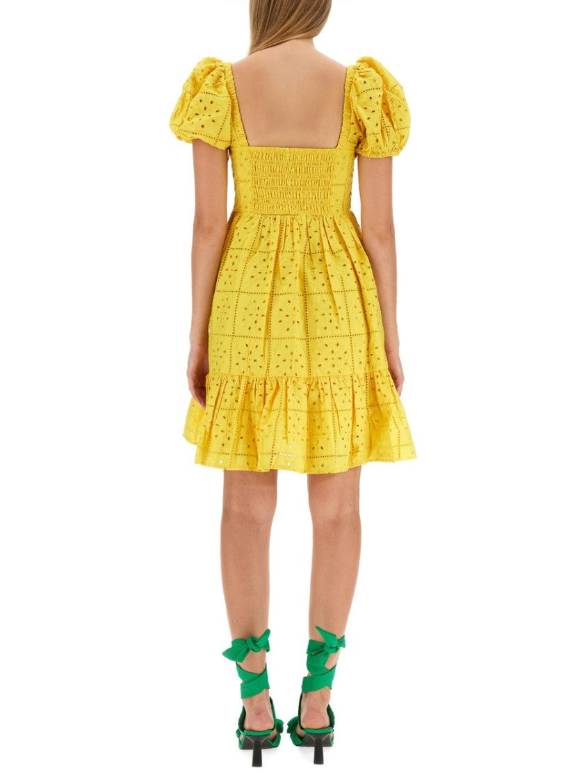 Ganni Puffed Sleeve Mini Dress