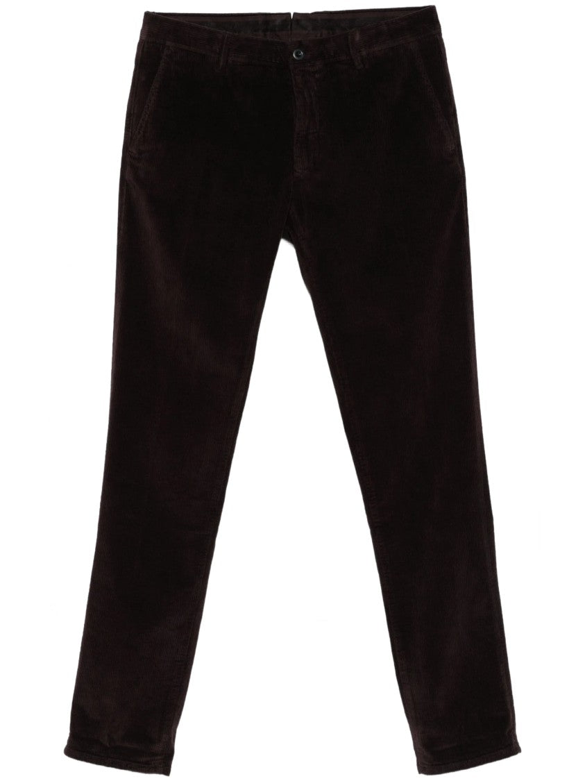 Incotex Straight-Leg Dark Brown Corduroy Trousers With Classic Fit