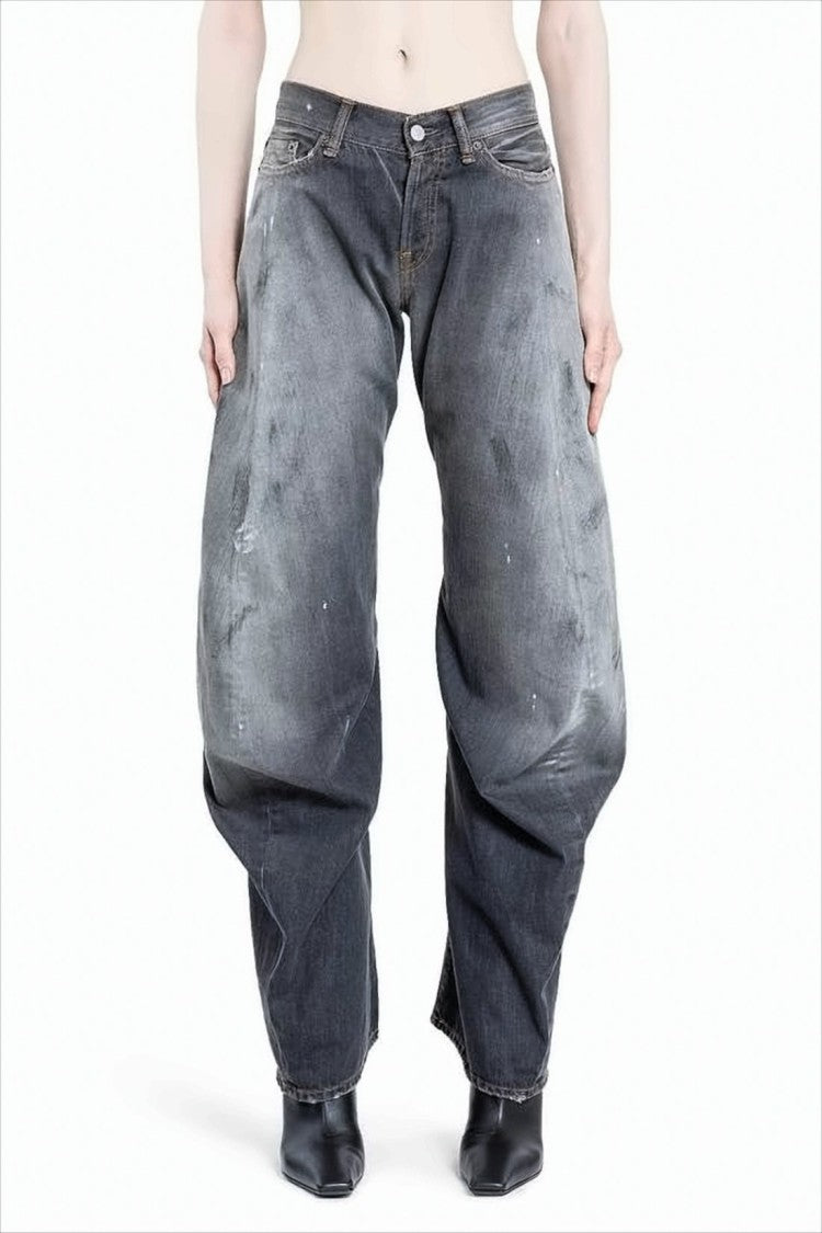 Acne Studios Wide-Leg Denim Pants With Distressed Finish